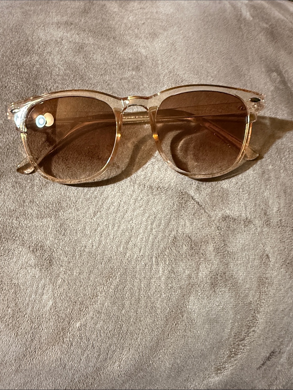 Transparent Amber Round Sunglasses - Brown Lenses
